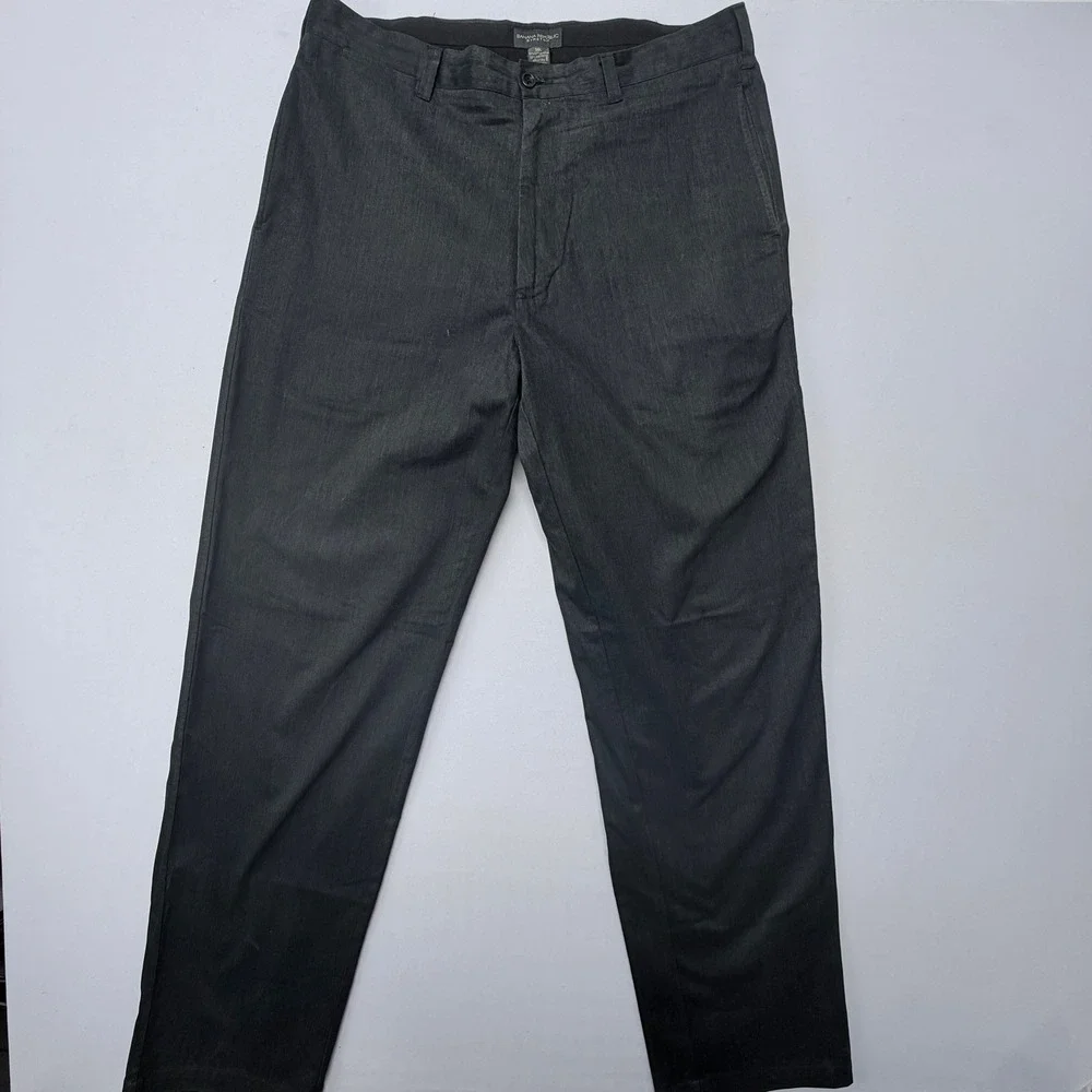 Banana Republic Stretch Chino Pants Mens 36L Dark Charcoal Gray Straight Leg